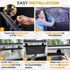 Retractable Car Roller Sunshade for Kids Baby UV Protection
