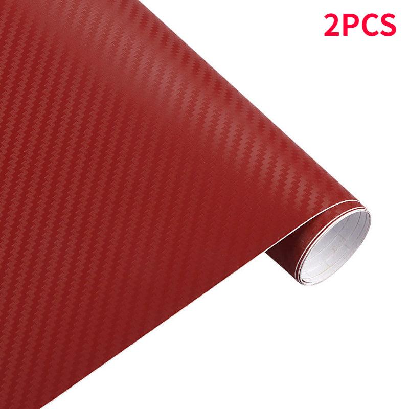 2pcs 30x127cm Waterproof 3D Carbon Fiber Vinyl Wrapping Film Car Sticker