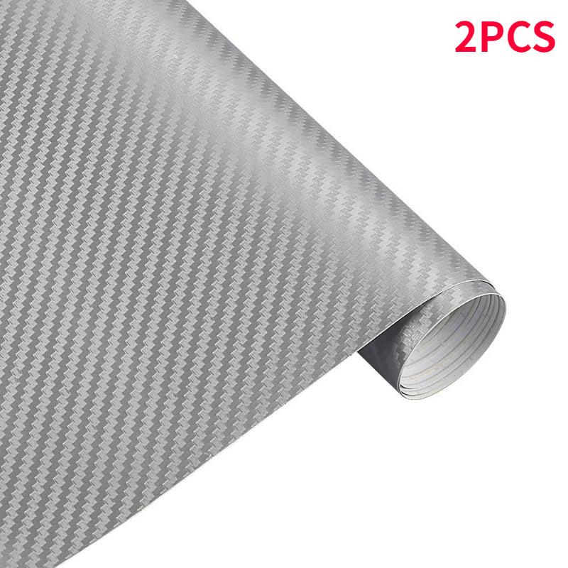 2pcs 30x127cm Waterproof 3D Carbon Fiber Vinyl Wrapping Film Car Sticker