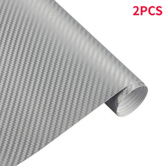 2pcs 30x127cm Waterproof 3D Carbon Fiber Vinyl Wrapping Film Car Sticker