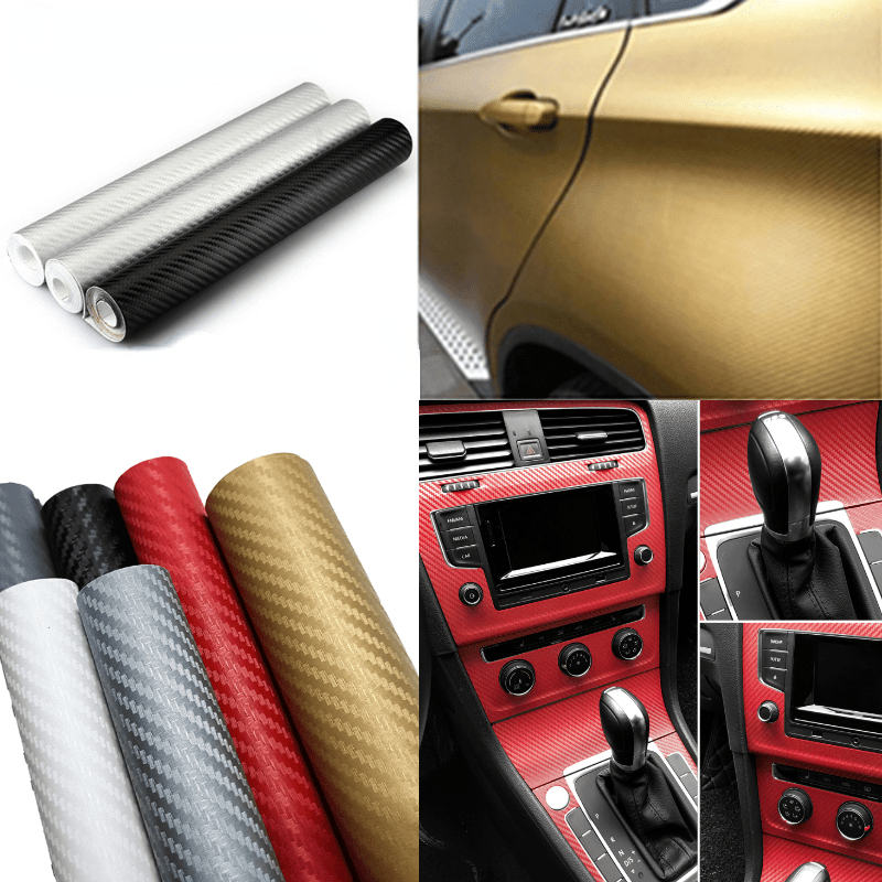 2pcs 30x127cm Waterproof 3D Carbon Fiber Vinyl Wrapping Film Car Sticker