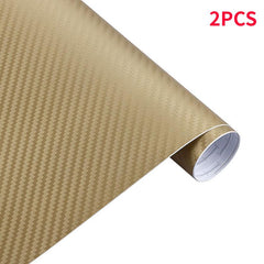 2pcs 30x127cm Waterproof 3D Carbon Fiber Vinyl Wrapping Film Car Sticker