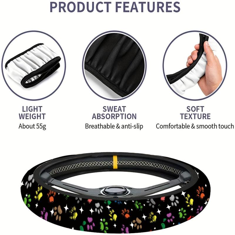 Star Dog Paw Print Steering Wheel Cover