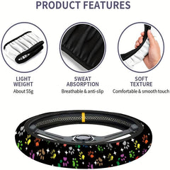 Star Dog Paw Print Steering Wheel Cover