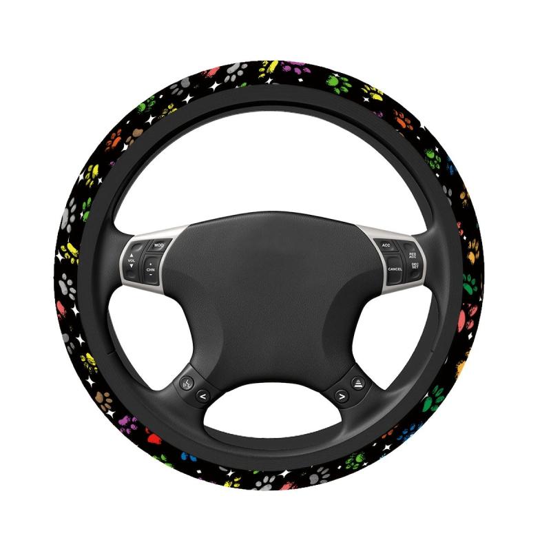 Star Dog Paw Print Steering Wheel Cover