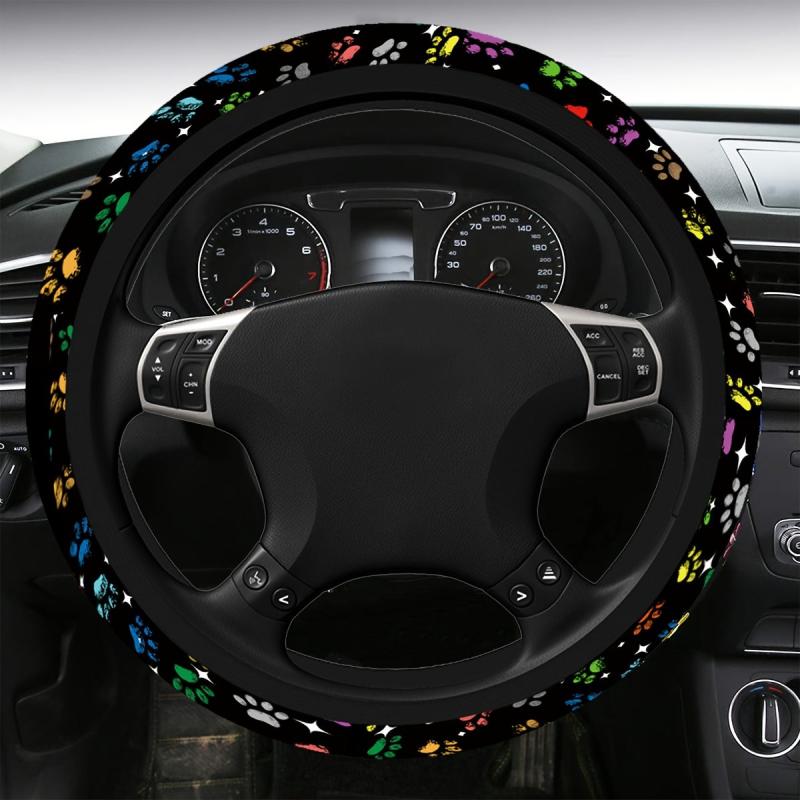 Star Dog Paw Print Steering Wheel Cover