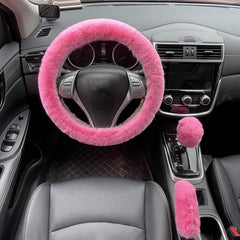Winter Soft Fur Plush Steering Wheel Handbrake Cover Sleeve for Sedan SUV