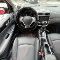 Winter Soft Fur Plush Steering Wheel Handbrake Cover Sleeve for Sedan SUV