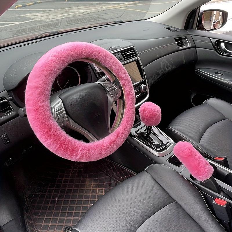 Winter Soft Fur Plush Steering Wheel Handbrake Cover Sleeve for Sedan SUV
