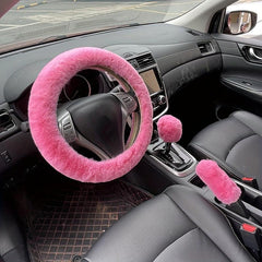 Winter Soft Fur Plush Steering Wheel Handbrake Cover Sleeve for Sedan SUV