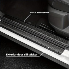 5pcs Carbon Fiber Car Door Sill Scratch Plate Cover Mat for Most Models