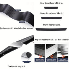 5pcs Carbon Fiber Car Door Sill Scratch Plate Cover Mat for Most Models