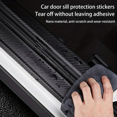 5pcs Carbon Fiber Car Door Sill Scratch Plate Cover Mat for Most Models