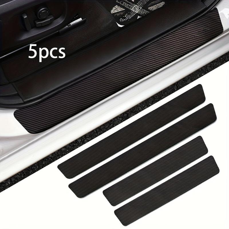 5pcs Carbon Fiber Car Door Sill Scratch Plate Cover Mat for Most Models