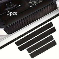 5pcs Carbon Fiber Car Door Sill Scratch Plate Cover Mat for Most Models