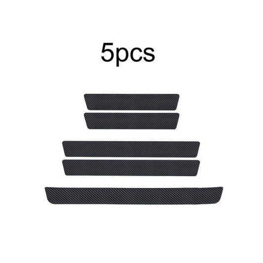 5pcs Carbon Fiber Car Door Sill Scratch Plate Cover Mat for Most Models