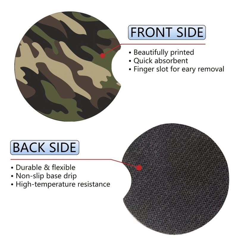 Stylish Camouflage Green Car Coasters