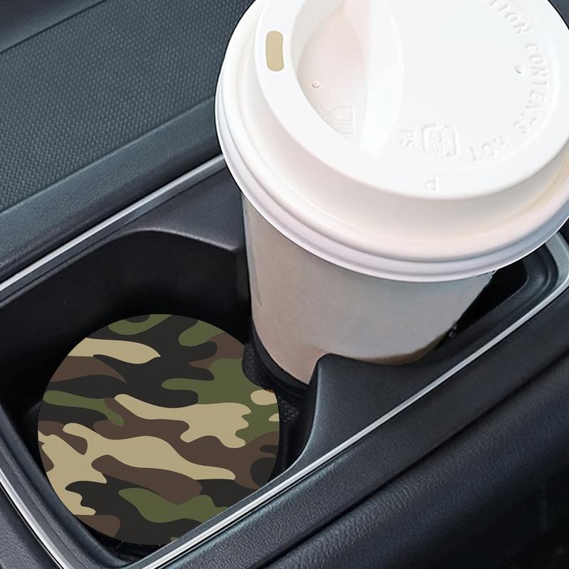 Stylish Camouflage Green Car Coasters