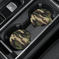 Stylish Camouflage Green Car Coasters