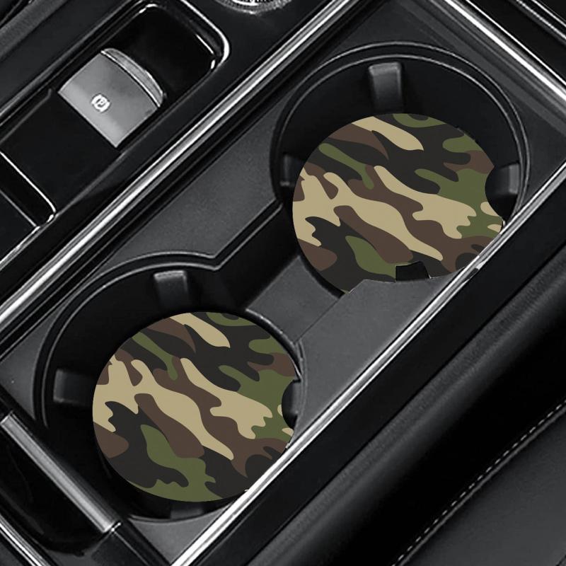 Stylish Camouflage Green Car Coasters