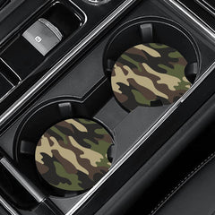 Stylish Camouflage Green Car Coasters