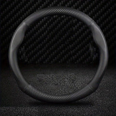 Carbon Fiber Grain Steering Wheel Cover - Round D Type Handle - All Seasons