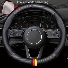 Carbon Fiber Grain Steering Wheel Cover - Round D Type Handle - All Seasons