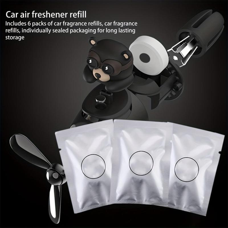6pcs Bear Pilot Car Air Freshener Scent Tablets Replacement Aromatherapy