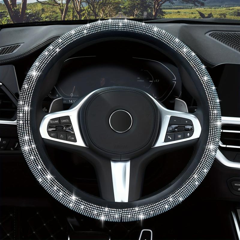 Henisa Acrylic Diamond Steering Wheel Cover - 36.83-38.1 cm - Women's Gift