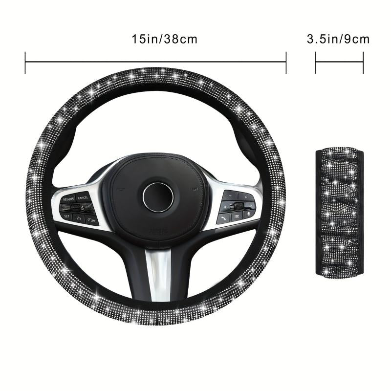 Henisa Acrylic Diamond Steering Wheel Cover - 36.83-38.1 cm - Women's Gift