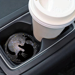 2pcs Cat Print Car Coaster Cup Holder Pad Set Round Auto Cup Holders