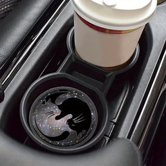 2pcs Cat Print Car Coaster Cup Holder Pad Set Round Auto Cup Holders