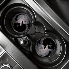 2pcs Cat Print Car Coaster Cup Holder Pad Set Round Auto Cup Holders