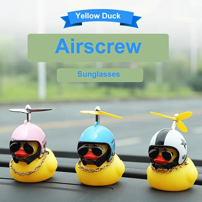 Duck With Helmet Car Ornament Dashboard Decoration Accessories