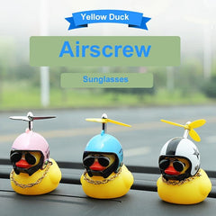 Duck With Helmet Car Ornament Dashboard Decoration Accessories