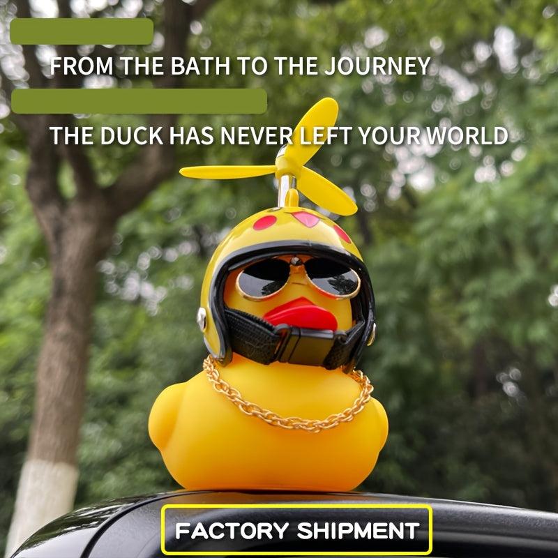 Duck With Helmet Car Ornament Dashboard Decoration Accessories