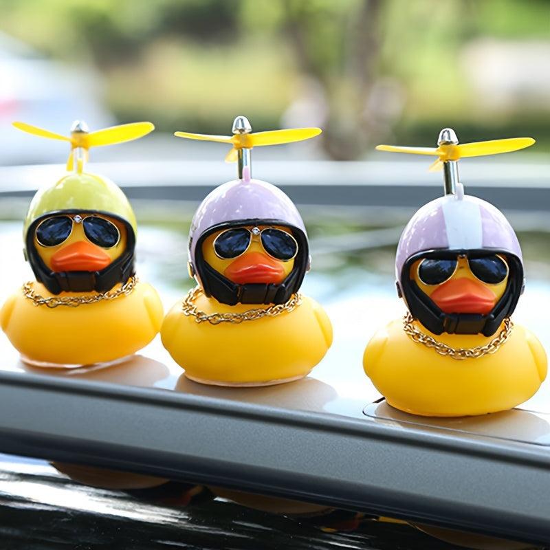 Duck With Helmet Car Ornament Dashboard Decoration Accessories