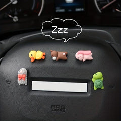 6pcs Mini Anime Car Center Console Ornaments Sleeping Bunny Sheep Bear