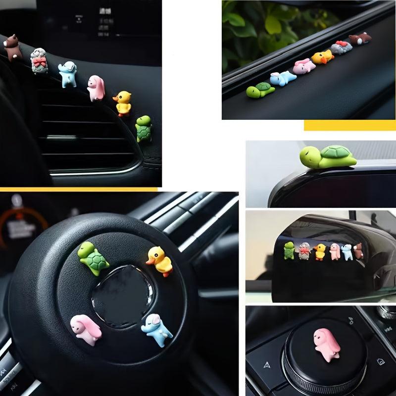 6pcs Mini Anime Car Center Console Ornaments Sleeping Bunny Sheep Bear