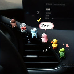 6pcs Mini Anime Car Center Console Ornaments Sleeping Bunny Sheep Bear
