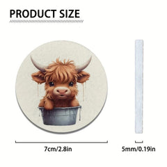 2pcs Cow Water Absorbable Car Cup Holder Coaster Mats