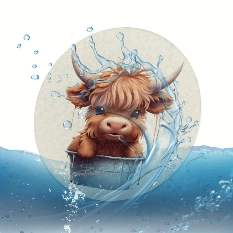 2pcs Cow Water Absorbable Car Cup Holder Coaster Mats