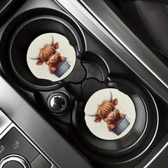 2pcs Cow Water Absorbable Car Cup Holder Coaster Mats