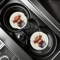 2pcs Cow Water Absorbable Car Cup Holder Coaster Mats