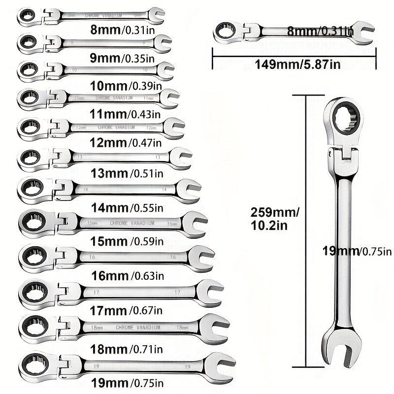 8 19mm Combo Ratchet Wrench Dual Purpose Tool Set Car Repair Hand Tool