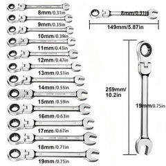 8 19mm Combo Ratchet Wrench Dual Purpose Tool Set Car Repair Hand Tool