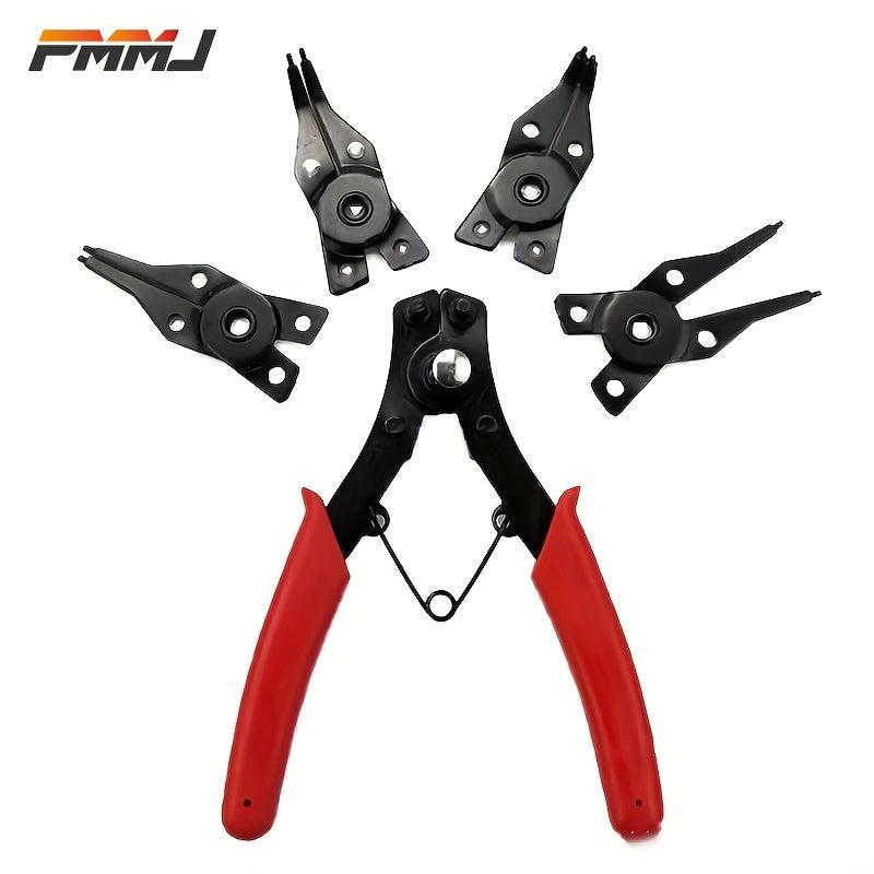 4-In-1 Circlip Pliers Set Snap Ring Pliers Crimp Removable Plier Head Retaining