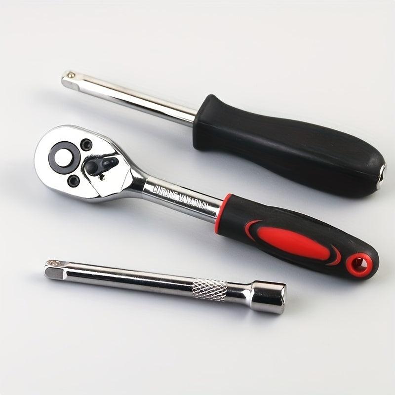 46pc Car Repair Tool Set Ratchet Torque Wrench Screwdriver Socket Combo Kit