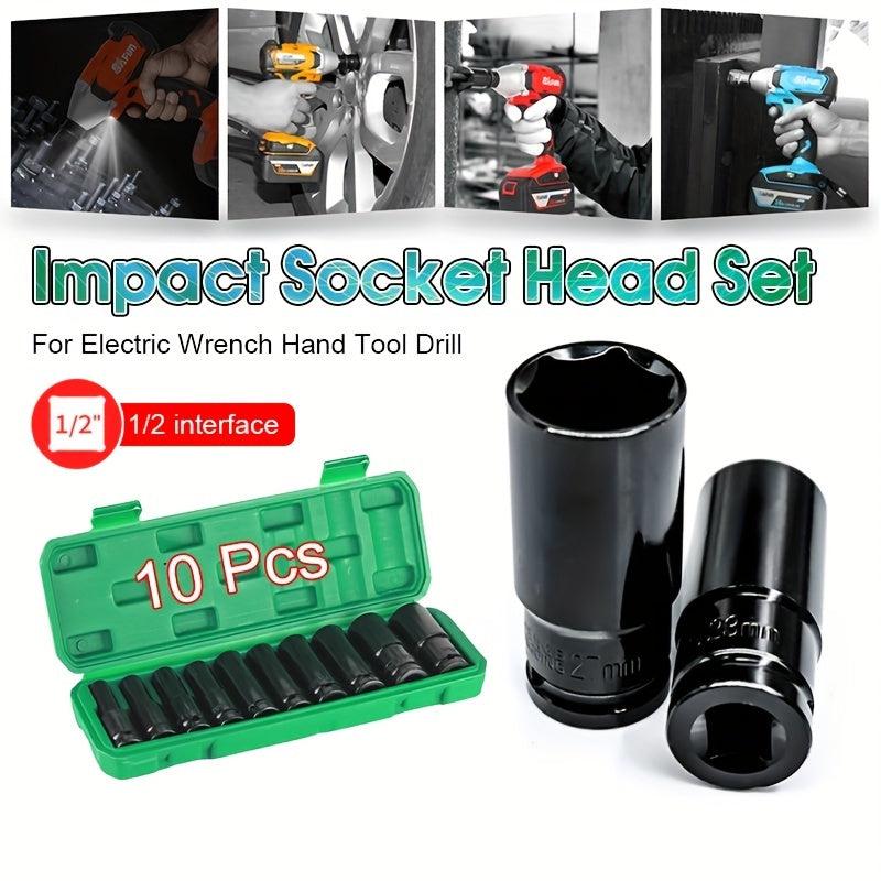 10pcs 2 54 5 08cm Impact Socket Set Carbon Steel Auto Repairing Tool