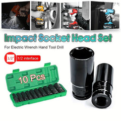 10pcs 2 54 5 08cm Impact Socket Set Carbon Steel Auto Repairing Tool